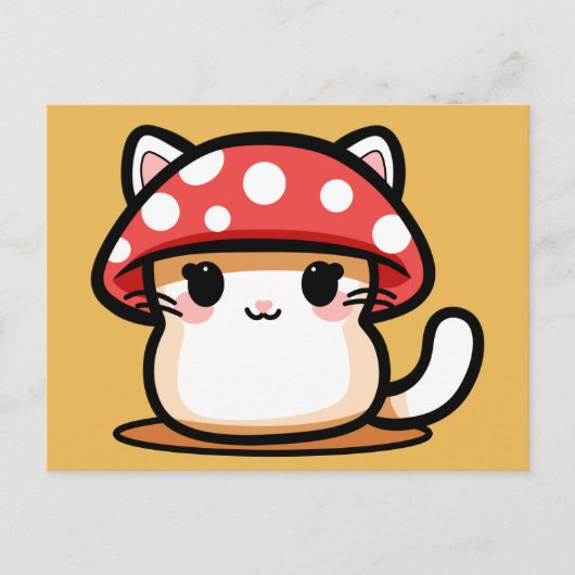 かわいいキノコ猫 ポストカード (正面)