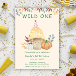かわいいキノコ秋フローラ1st誕生日パーティー 招待状