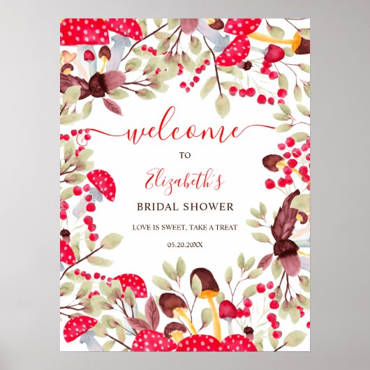 かわいいキノコ素朴な森の赤ちゃんシャワーへようこそ ポスター (正面)