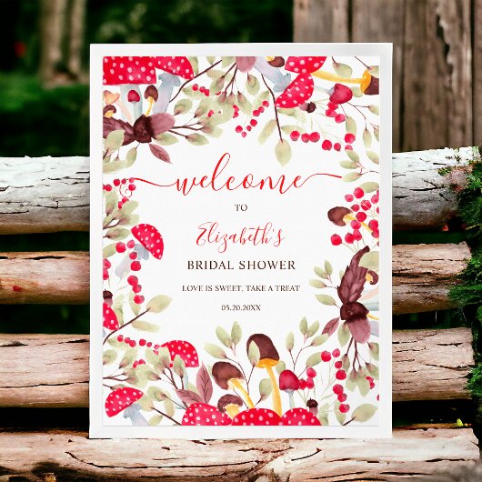 かわいいキノコ素朴な森の赤ちゃんシャワーへようこそ ポスター