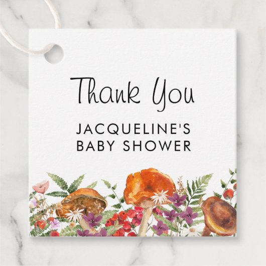 かわいいキノコ赤ちゃんシャワーありがとう フェイバータグ (正面)