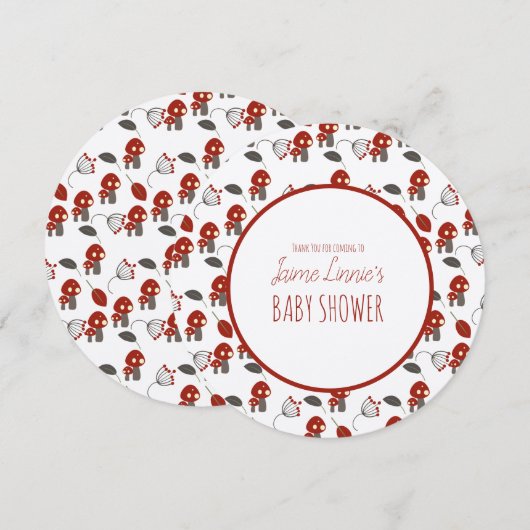 かわいいキノコ赤ちゃんシャワーガーデンフォレストありがとう サンキューカード (正面/裏面)