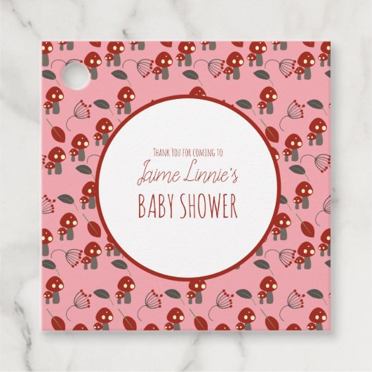 かわいいキノコ赤ちゃんシャワーガーデンフォレストありがとう フェイバータグ (正面)