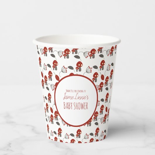 かわいいキノコ赤ちゃんシャワーガーデンフォレストありがとう 紙コップ (正面)