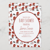 かわいいキノコ赤ちゃんシャワーガーデンフォレスト 招待状 (正面/裏面)