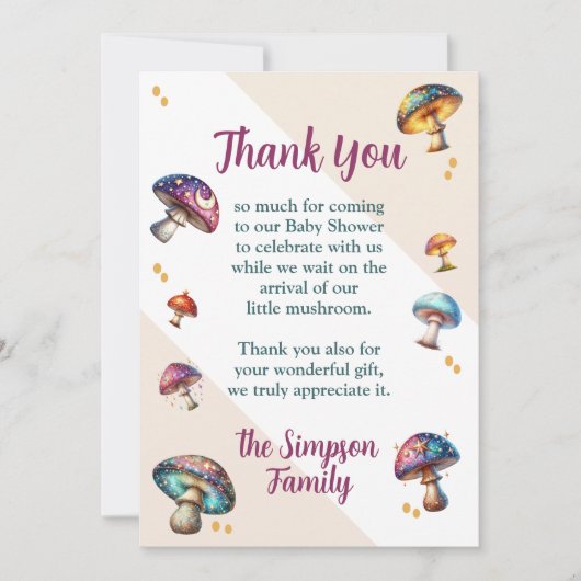 かわいいキノコ赤ちゃんシャワー 招待状 (正面)