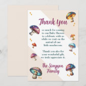 かわいいキノコ赤ちゃんシャワー 招待状 (正面/裏面)