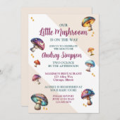 かわいいキノコ赤ちゃんシャワー 招待状 (正面/裏面)