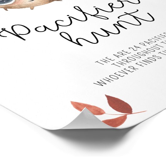 かわいいキノコ – おしゃぶり狩り赤ちゃんシャワーゲーム ポスター (角)