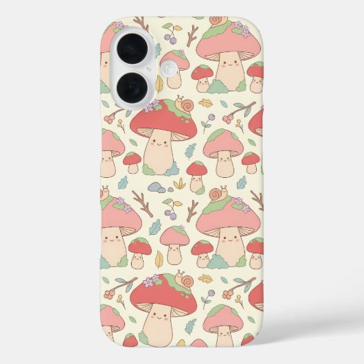 かわいいキノコ・カタツムリ柄のスマホケース Case-Mate iPhoneケース (裏面)
