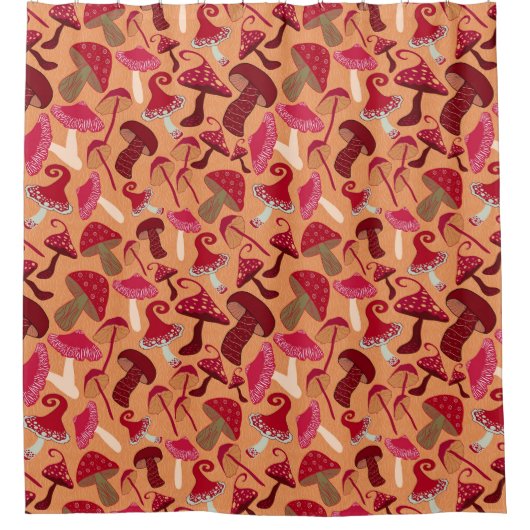 かわいいキノコ シャワーカーテン (正面)