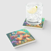 かわいいキノコ ストーンコースター (横)