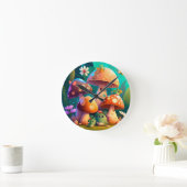 かわいいキノコ ラウンド壁時計 (ホーム)