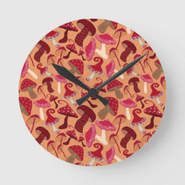 かわいいキノコ ラウンド壁時計