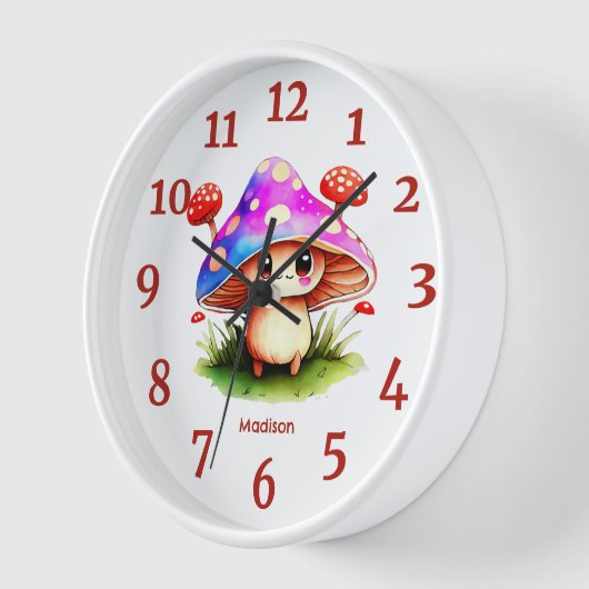 かわいいキノコ 壁時計 (傾斜)