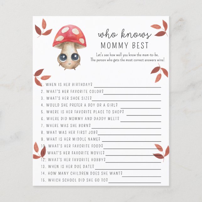 かわいいキノコ – 誰がママのゲームを知っ最高のている (正面)