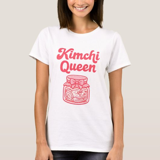 かわいいキムチ 韓国料理 ピンクの瓶 Tシャツ (正面)