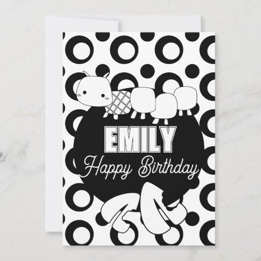 かわいいキャタピラーカラーリングバースデーパーティー シーズンカード (正面)