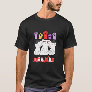 かわいいキャットとパウズ 遊び心のある猫好きへのギフト Tシャツ