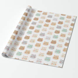 かわいいキャットイラスト パステルカラー ラッピングペーパー