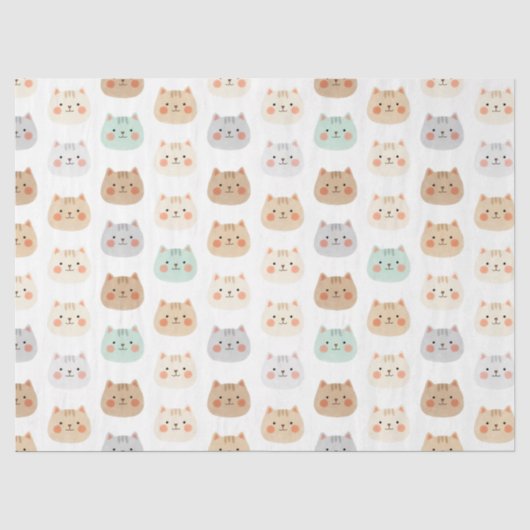 かわいいキャットイラスト パステルカラー 薄葉紙 (正面)