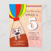 かわいいキャットインホットエアバルーングリッターガール誕生日 インビテーションポストカード (正面)