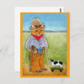 かわいいキャットカウボーイ、おもちゃカウハガキ ポストカード (正面/裏面)