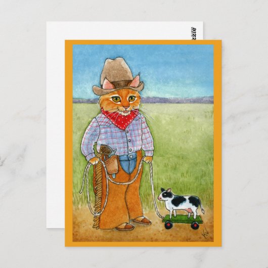 かわいいキャットカウボーイ、おもちゃカウハガキ ポストカード (正面/裏面)