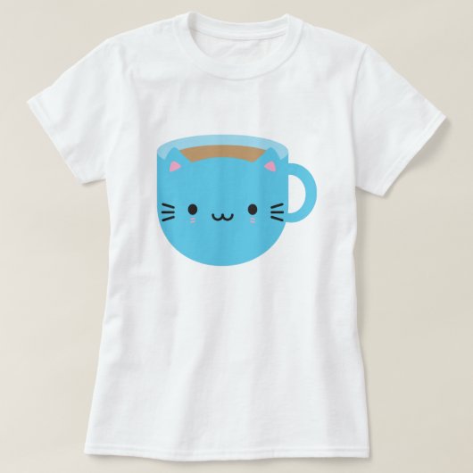 かわいいキャットカップ・オブ・ティー Tシャツ (デザイン正面)