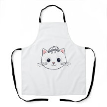 かわいいキャットカートゥーンの白いエプロン