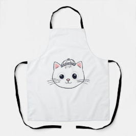 かわいいキャットカートゥーンの白いエプロン エプロン