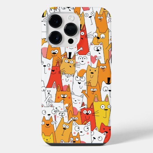かわいいキャットグループの落書き iPhoneケース (裏面)