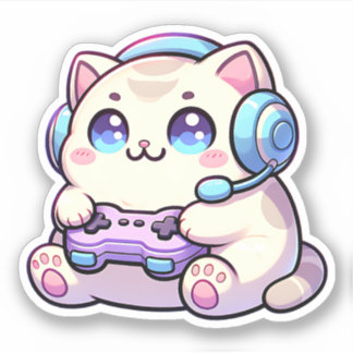 かわいいキャットゲームコントローラパステルステッカー シール