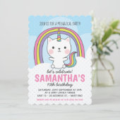 かわいいキャットコーンキャットユニコーンパーティー 招待状 (スタンド正面)