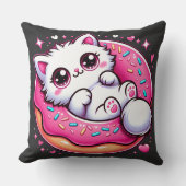 かわいいキャットドーナツ – Anime Lover Otaku Cute Throw Pi クッション (正面)