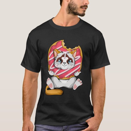 かわいいキャットドーナツAnime lover Otakuかわいい猫好き Tシャツ (正面)
