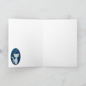 かわいいキャットナイトスカイおもしろい文字カスタムカラー カード (内部)