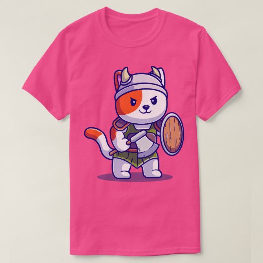 かわいいキャットナイトバイキング漫画 Tシャツ (デザイン正面)
