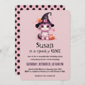 かわいいキャットハロウィーン誕生日パーティー 招待状 (正面/裏面)