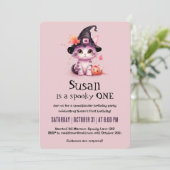 かわいいキャットハロウィーン誕生日パーティー 招待状 (スタンド正面)