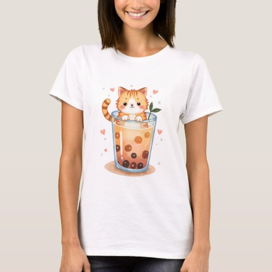 かわいいキャットバブルティーパステル Tシャツ (正面)