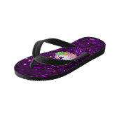 かわいいキャットパープルスパークルグリッターグラマー キッズビーチサンダル (アングル)