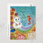 かわいいキャットマーメイドシーホース海ガラスビーチ葉書 ポストカード (正面/裏面)