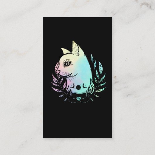かわいいキャットムーンウィッカパステルゴシックキッテンクレセント 名刺 (正面)