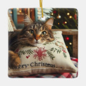 かわいいキャットメリークリスマスオーナメント セラミックオーナメント (正面)