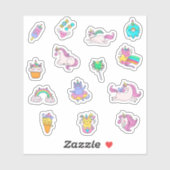 かわいいキャットユニコーンレインボーカラフル誕生日 シール (シート)