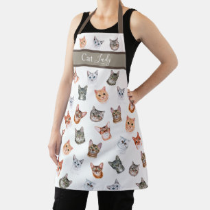 かわいいキャットレディーウォーターシンプルカラーモダン エプロン
