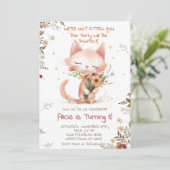 かわいいキャットワイルドフラワーガールバースデー招待状 招待状 (スタンド正面)