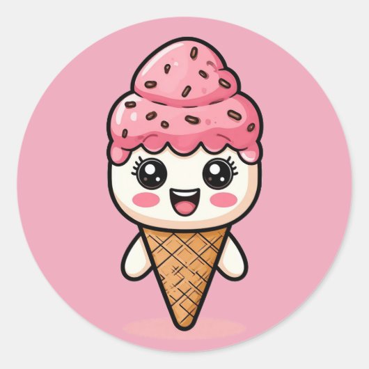かわいいキャットーンアイスコーン ラウンドシール (正面)