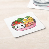 かわいいキャット弁当箱 スクエアペーパーコースター (アングル)